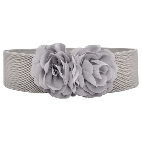 Chiffon Flower Elastic Wide Waist Belt Double Floral Decorative Soft Waist Seal - Foto 11 di 25
