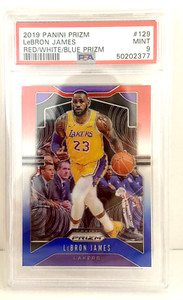 2019 Panini Prizm LeBron James PSA 9 red white blue prizm