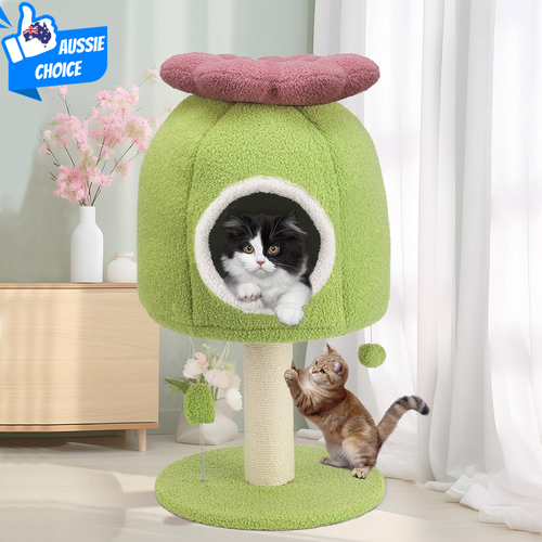 Cozy 28.74Inch Flower Cat Tree Tower with Scratching Post and Spring Ball Toys - Picture 12 of 12