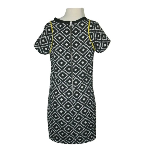 Dotti Mini Dress Size 10 Black Geometric Print Short Sleeve Shift Polyester - Picture 3 of 9