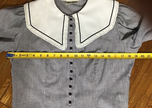 VTG You Babes Top Womens Striped Long Sleeve Collar Cottage Prairie Academia 2-2 - Picture 10 of 15