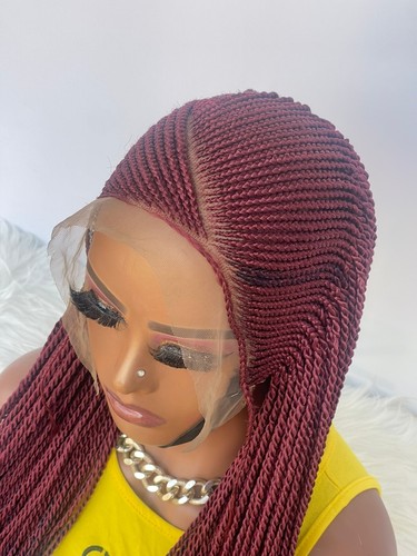 AFRICAN BRAIDED CONROW WIGS ON 13*6 LACE CLOSURE 48" (Black/ Dark purple) - Picture 8 of 10