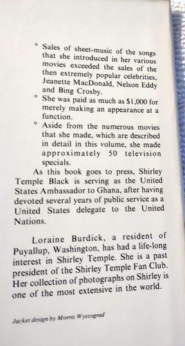 SHIRLEY TEMPLE SCRAPBOOK by Loraine Burdick 1982 - Picture 5 of 12