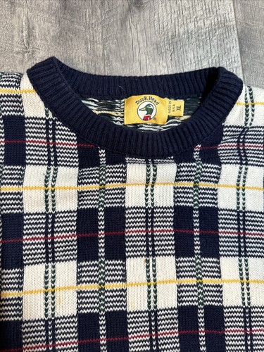 Vintage Duck Head Sweater Mens XL Plaid Grandpa Retro Cotton Preppy 90s USA - Picture 2 of 11