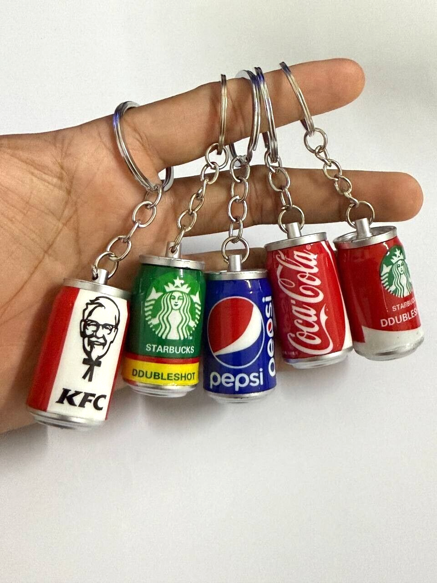 5 x PCS NEW METAL FUN KEYCHAIN KEYRING CAN SODA PEPSI COCA COLA