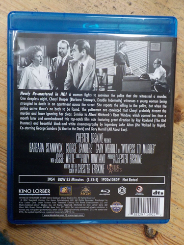"WITNESS TO MURDER" FILM NOIR. DVD BLU-RAY BLACK & WHITE. LIKE NEW - Picture 2 of 4