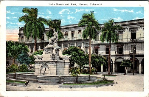 HAVANNA, KUBA - INDIEN STATUE & PARK - 1928 - ALTE POSTKARTE - Bild 1 von 2