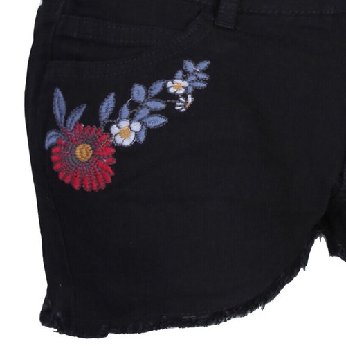 Women's Stretchy Denim Shorts Distressed Jeans Hot Pants Skinny Ripped Turn-up - Picture 50 of 59