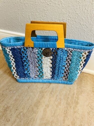 Cappelli Straworld Holzgriffe Tragetasche Beachy Boho Tasche Deko Knopf