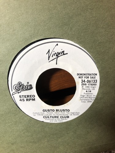 Culture Club 45 RPM - Gusto Blusto/Glusto Blusto - Epic 34-06133. 1986  PROMO  - Picture 6 of 8