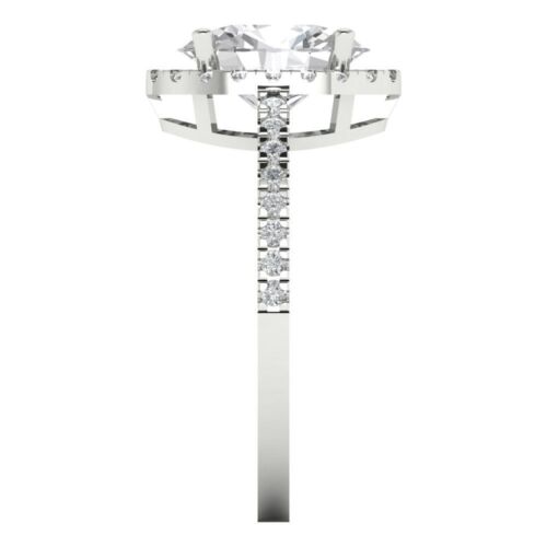 Klassischer Statement-Brautring 2,86 ct ovaler Halo Moissanit 14 kt Weißgold - Bild 3 von 11