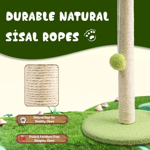 Small Cat Scratching Post | Interactive Sisal Claw Care Tower with Dangling Ball - Picture 2 of 12