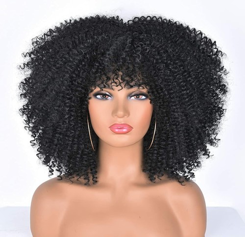 Peluca rizada afro corta de 7 colores pelucas de cabello sintético esponjosas seguras contra el calor juegos con disfraces - Imagen 26 de 29