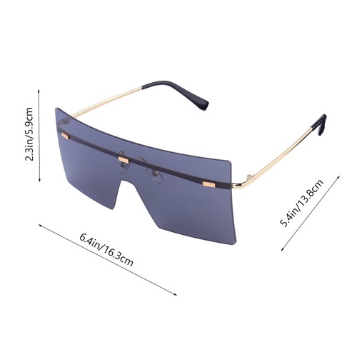Gafas de sol con montura dorada para mujer rectangulares sin montura para cuadradas de gran tamaño - Imagen 12 de 12