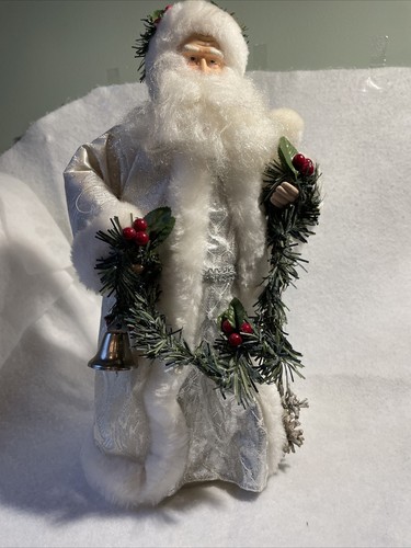 Vintage Old World Santa Claus 14" Figure Tree Topper or Table Top - Foto 1 di 9