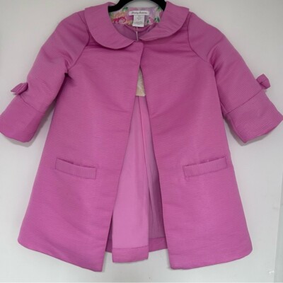 Tommy Bahama Girls Pink Dress Coat with Bow Accents NWT Size 7