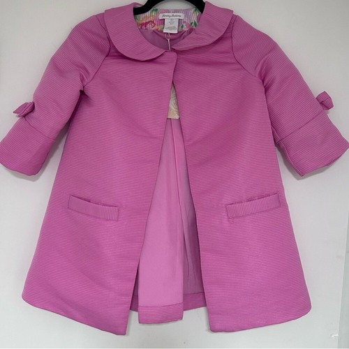 Tommy Bahama Girls Pink Dress Coat with Bow Accents NWT Size 7