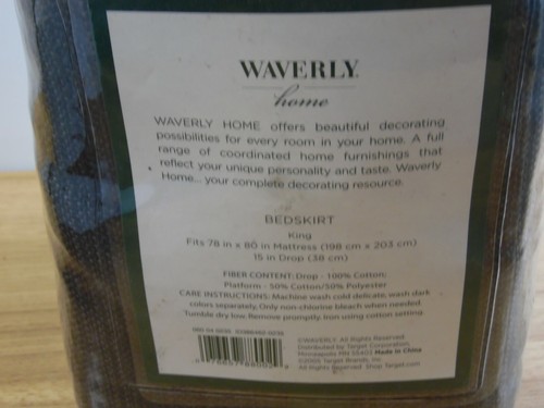 Waverly green cotton king size mattress bed skirt bedskirt new - Picture 3 of 3