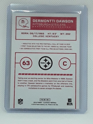 Dermontti Dawson 2016 Panini Classics Football RED BACK #117 Pittsburgh Steelers - Bild 1 von 2