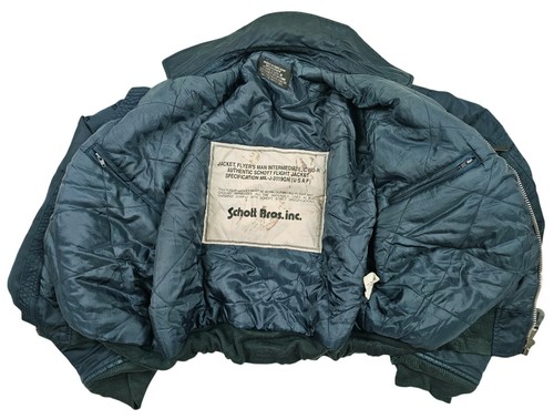 HOT Men's SCHOTT FLYER'S CWU-R BOMBER MILITARY FLIGHT 4P zip LINED TEAL Jacket L - Picture 13 of 17