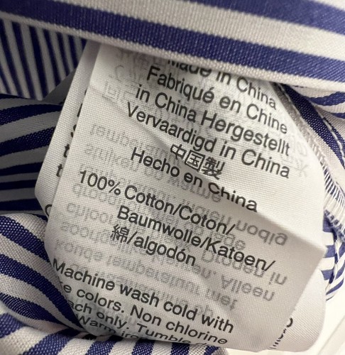 Camisa a rayas azul y blanca Thomas Mason con cuello corbata talla 0 - Imagen 5 de 6