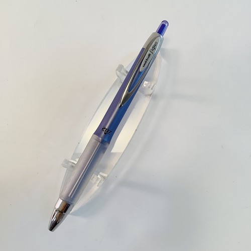 Uni-Ball Pen Signo 207 Rollerball Gel Tinta Negra Diseño Púrpura Metálico RARO - Imagen 4 de 4