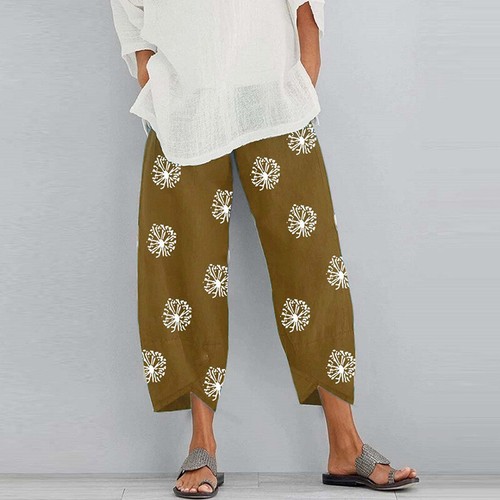 Womens Casual Cotton Linen Baggy Harem Pants Ladies Summer Trousers Plus Size - Picture 10 of 15