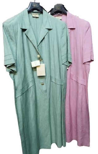 Vestito Estivo Donna Casacca Calibrato Rosa Verde Nero Elena Mirò Lino Curvy - Picture 27 of 59