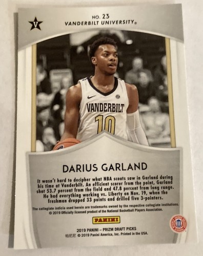 Darius Garland Panini Prizm 2019 base cruzada draft selecciones 23 caballeros - Imagen 2 de 2