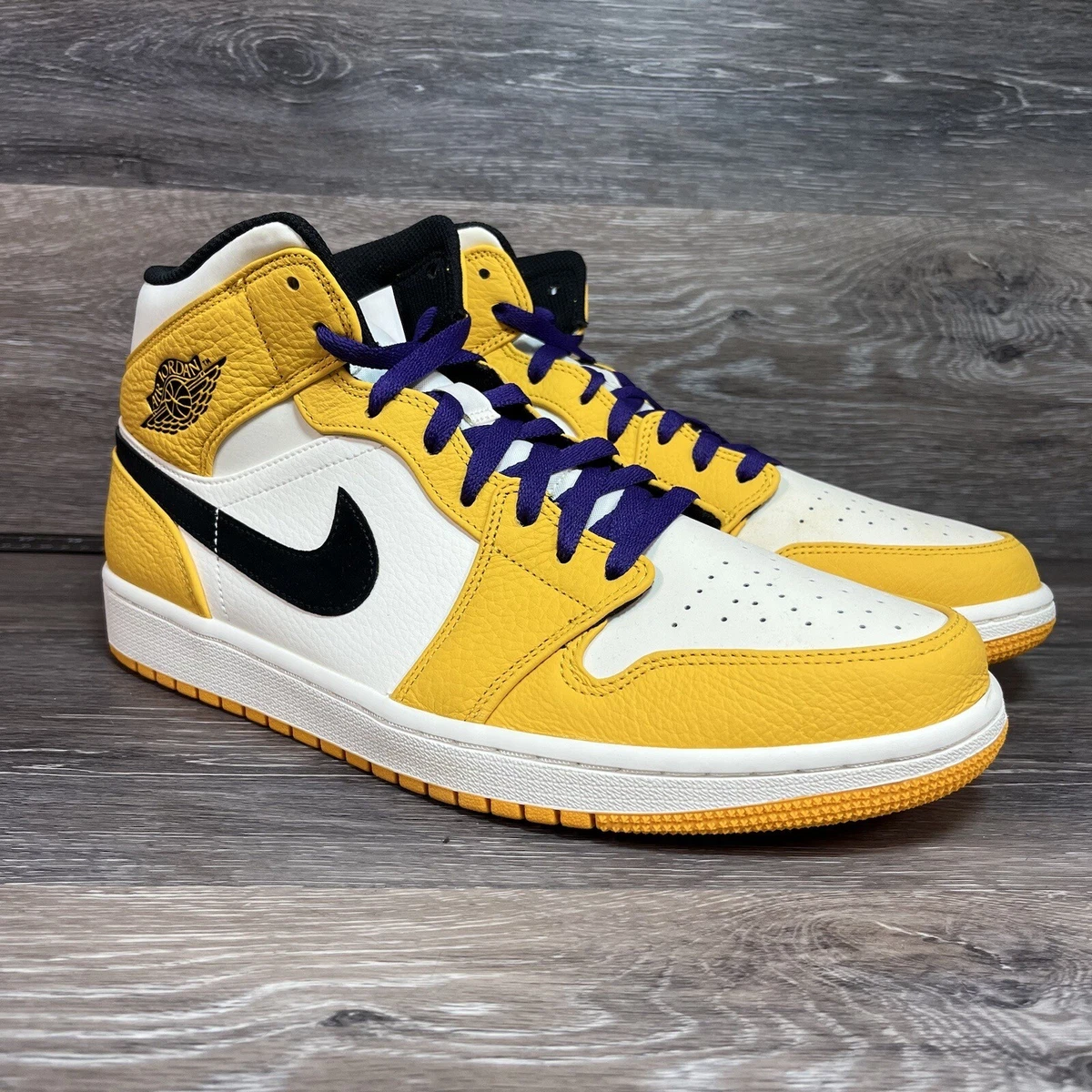 Nike Air Jordan 1 Mid SE Lakers Yellow purple 852542 700 Size 12 University Gold eBay