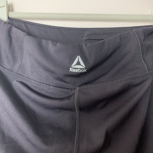 Reebok Womens Leggings L Gray Capri Workout Purple Color w Logo Large - Picture 10 of 12