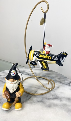 Danbury Mint Pittsburgh Steelers 2006 Christmas Ornament Santa Plane +3.5” Gnome - Picture 2 of 13