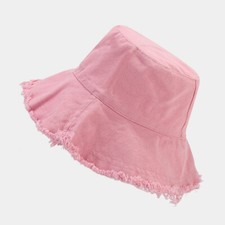Femme Jeans Délavé Effilochée Seau Chapeau Extérieur Été Plage Large Bord Soleil
