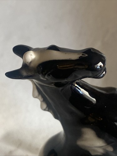 Porzellan schwarz & weiß Porzellan Bronco Pferd 7 Zoll aufrecht Figur Vintage - Bild 5 von 5