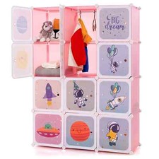 12 Cubes Portable Children Wardrobe Kid Closet Dresser Storage Organizer-Pink
