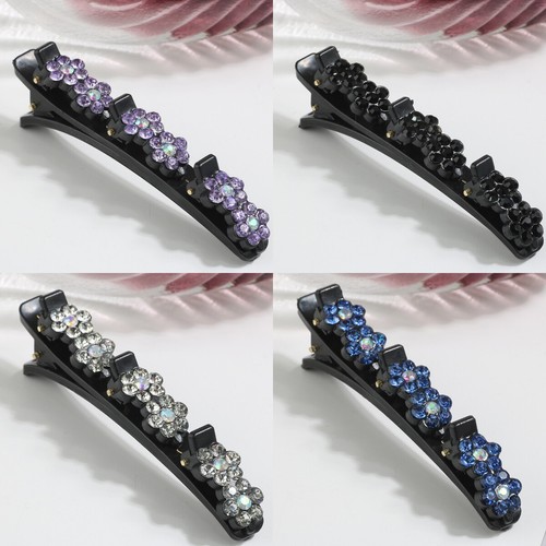 4 Pcs Shiny Crystal Stone Braided Hair Clips Womens Rhinestone Hair Pin Barrette - Bild 23 von 24