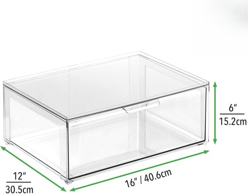 New-Plastic Stackable Closet Storage Organizer Bin Containers with Front - Picture 4 of 6