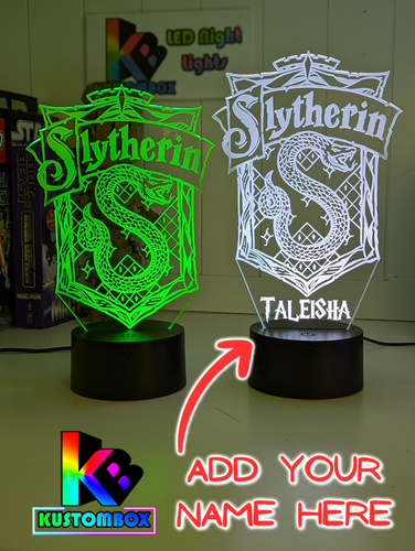 Slytherin Harry Potter Personalised Name 3d LED Night Light 7 Colour Change Room - Picture 3 of 18