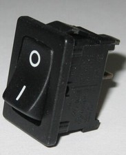 Small Panel Rocker Switch - SPST - 125V / 250V 6 Amp – Black w/ White Lettering