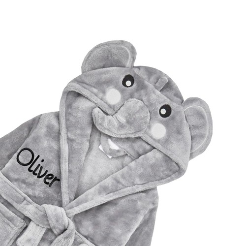 Personalised Girl Boy Dressing Gown Novelty Robe Embroidered Name Bear Ears 0-24 - Picture 14 of 19