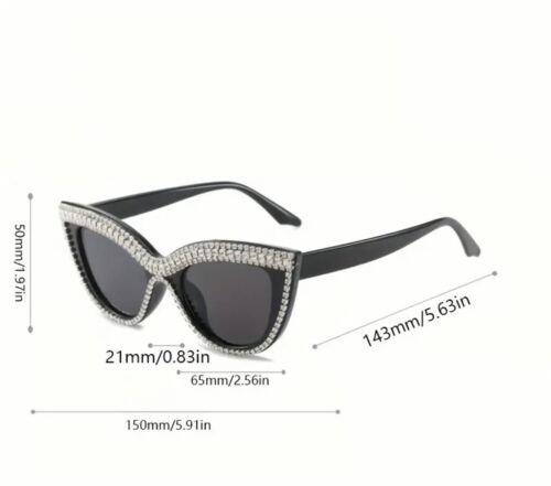 Vintage style cat eye sunglasses bling Rhinestone Champagne Tea Retro Sparkly - Picture 3 of 3