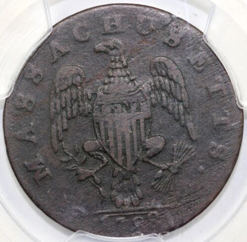 1788 1c Period, Massachusetts Colonial Copper Cent PCGS VF Detail Env. Damage - Picture 2 of 5