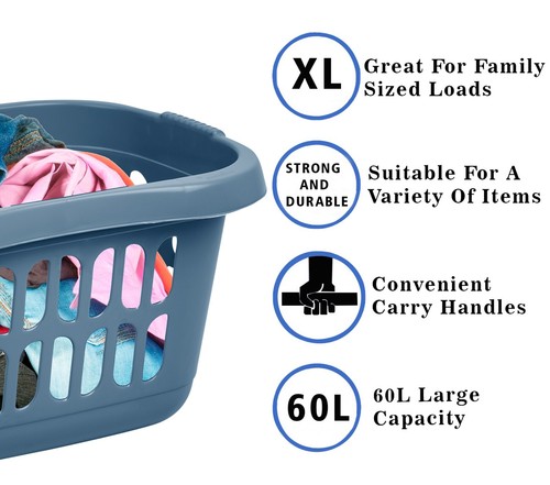 [Juego de 8] Cesta de lavandería hipster de plástico para lavar ropa con asas - Imagen 57 de 67