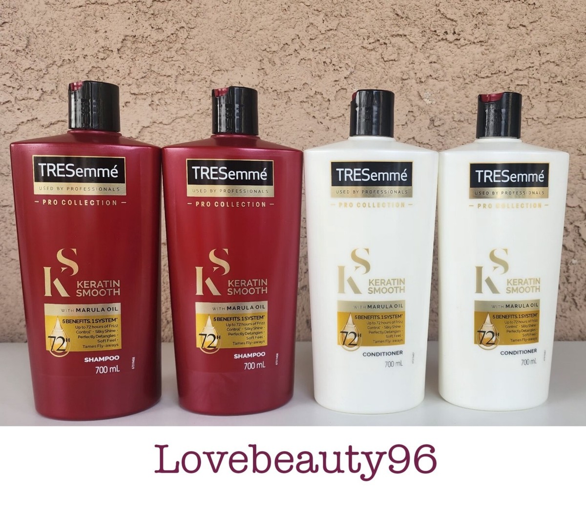 4 PK TRESemme PRO COLLECTION KERATIN SMOOTH MARULA shampoo