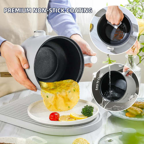 Electric Hot Pot:1.5 L Ramen Cooker, Dual Power Mini Portable Multi-Functional L - Picture 5 of 12