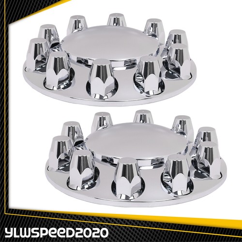 Front Silver 33mm Nut Covers Wheel Covers Hub Axle Semi Truck Plastic ABS 2PCS - Picture 7 of 10