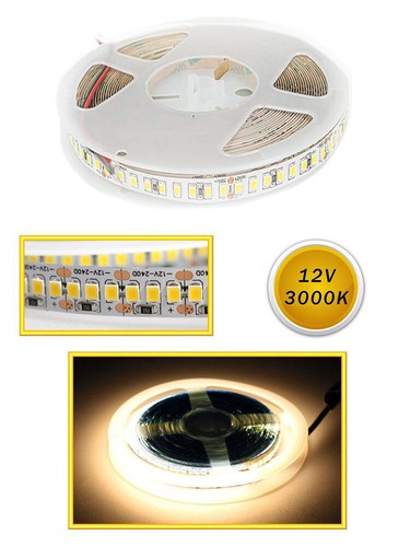 Striscia 1200 led smd 2835 strip 5 metri bobina luce calda 3000k da interno IP22 - Foto 3 di 4