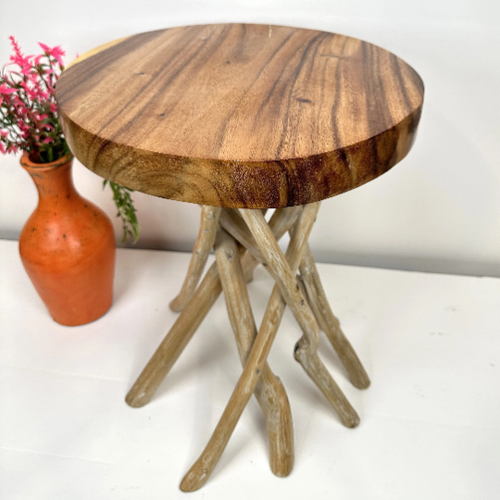 ORGANIC WOOD STOOL, Primitive Side Stool Table, Natural Tree Stool, Wooden Stool - Picture 3 of 19