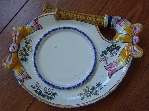 VINTAGE BUTTERDOSE KERAMIK HENRIOT QUIMPER FRANKREICH um 1930 Dudelsack BRETON - Bild 9 von 13