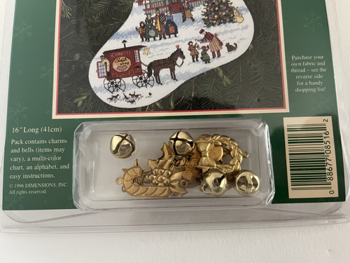1996 Dimensions Charts And Charms Cross Stitch "Christmas Past" Stocking #8516 - Bild 2 von 4